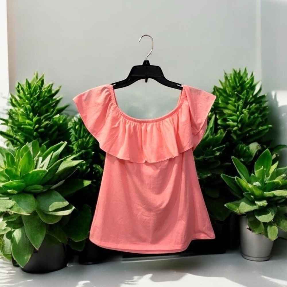 Lilly Pulitzer Ruffle Top  Pink‎ Shirt Size XS Haulter X Small Strapless Blouse
